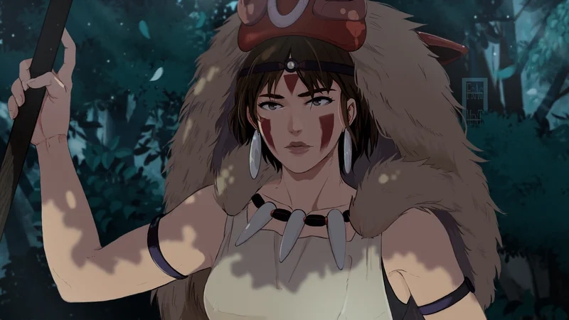 Mononoke Princess art nổi bật với nét vẽ kỳ ảo