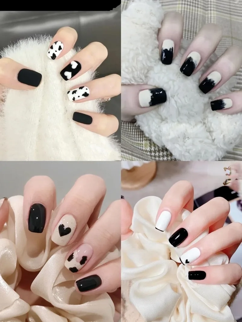Mẫu nail đen trắng cá tính cho vẻ ngoài sang trọng