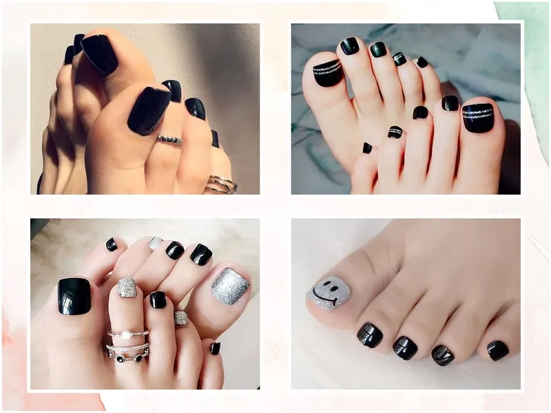 Mẫu móng chân màu đen giúp bạn nổi bật với vẻ đẹp huyền bí
