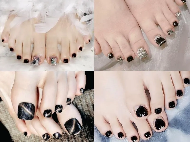 Mẫu nail chân đen sẽ là lựa chọn tuyệt vời cho bạn
