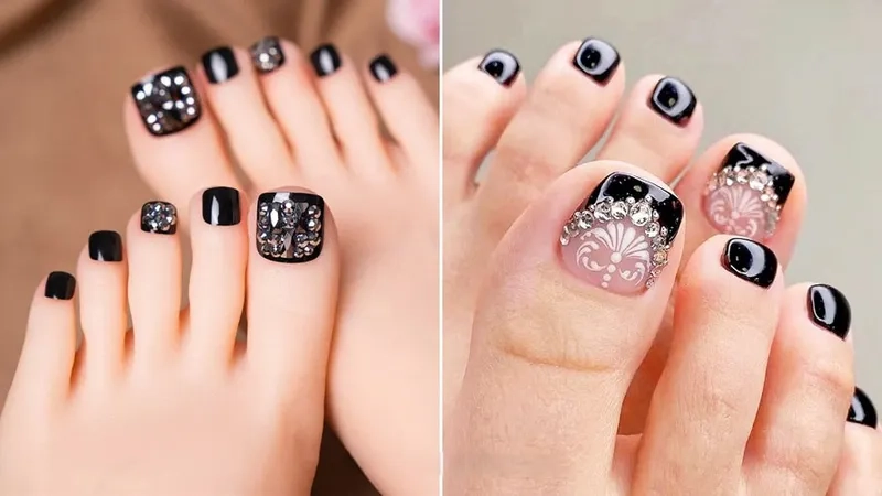 Nail chân đen đẹp là lựa chọn hoàn hảo cho những ai yêu thích sự huyền bí