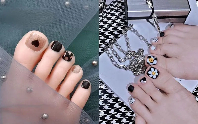 Nail chân đẹp màu đen sẽ giúp bạn thu hút mọi ánh nhìn