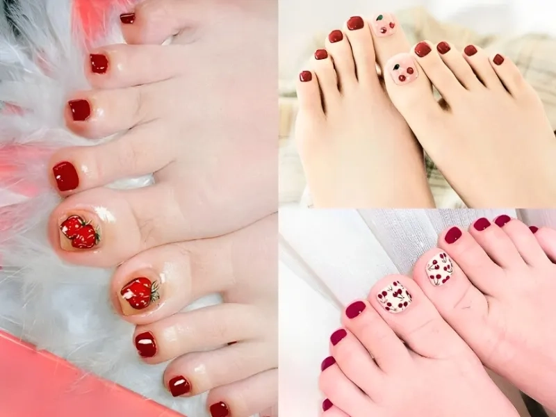 Các mẫu móng chân màu đỏ đẹp phù hợp với mọi phong cách từ đơn giản đến cá tính