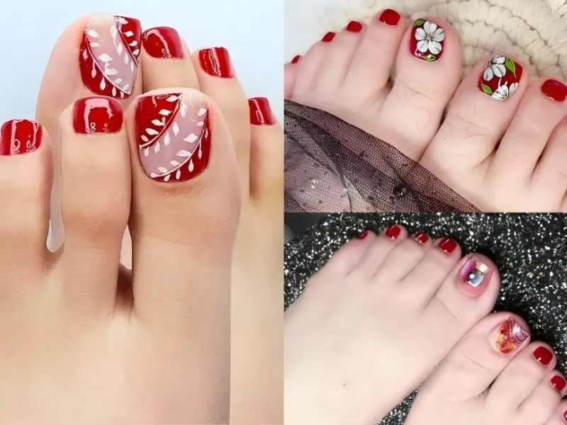 Mẫu nail chân đỏ đẹp giúp đôi chân thêm phần quyến rũ và ấn tượng