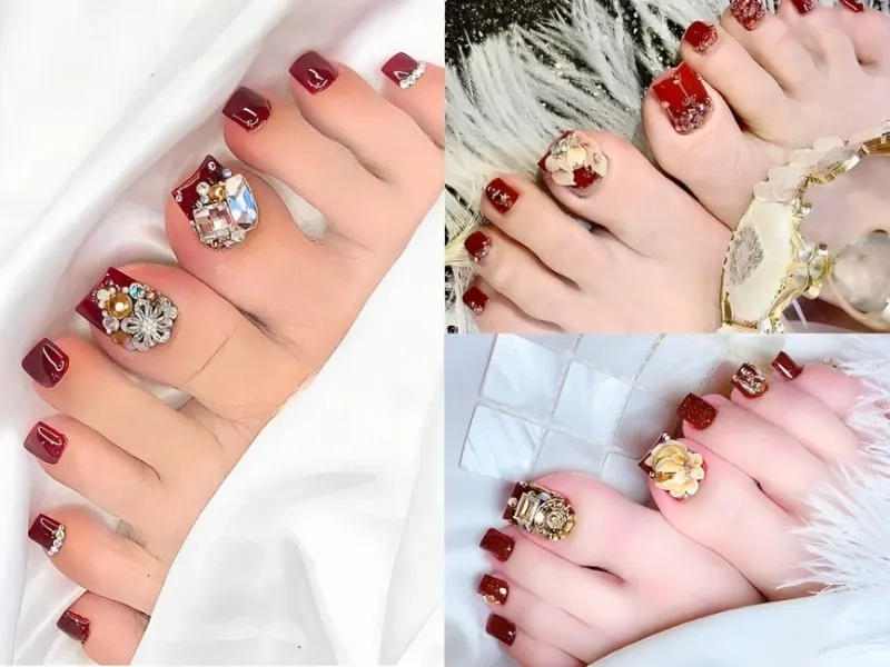 Nail chân đẹp màu đỏ mang lại vẻ ngoài thanh lịch đầy thu hút