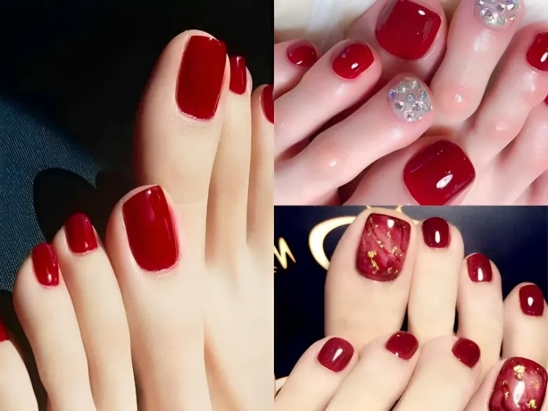 Phá cách với nail chân đỏ vẽ tạo điểm nhấn khác biệt và đầy ấn tượng