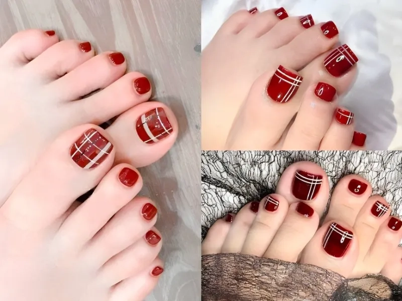 Sơn gel móng chân màu đỏ tạo độ bóng bẩy và bền màu tuyệt đối