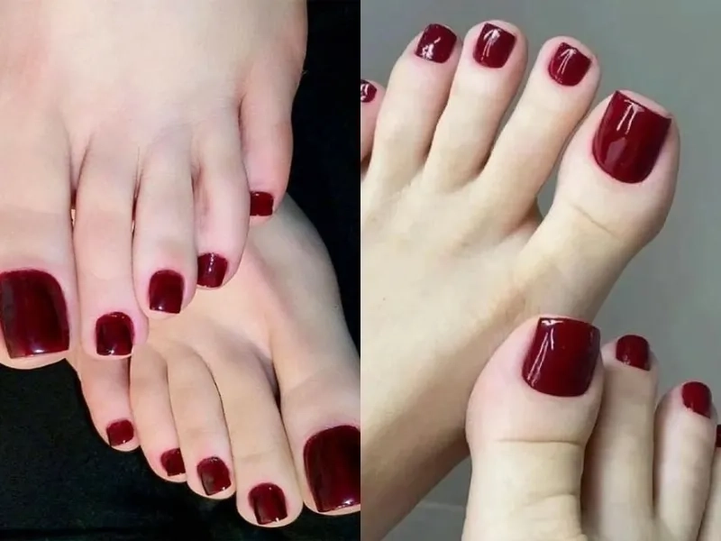 Móng chân màu đỏ mận mang đến sự quyến rũ đầy bí ẩn và cuốn hút