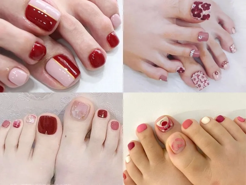 Móng chân đẹp màu đỏ mận giúp nàng luôn tự tin và cuốn hút