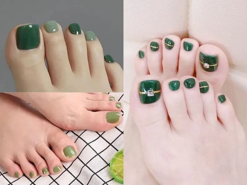 Mê mẩn vẻ dịu dàng của móng chân đẹp màu xanh rêu