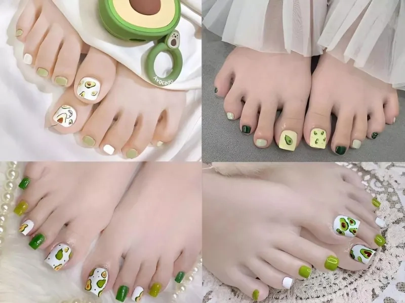 Thử ngay mẫu móng chân xanh bơ dịu mắt cho ngày hè