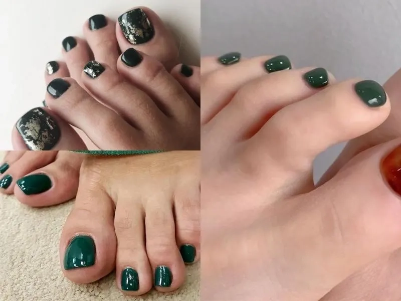 Nổi bật mùa hè với sơn móng chân màu xanh rêu