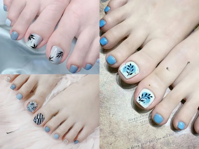 Biến hóa phong cách với sơn móng chân màu xanh da trời