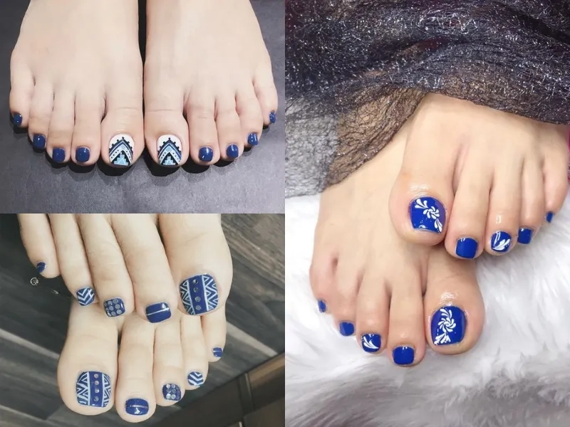 Nổi bật trong từng chuyển động với nail chân màu xanh biển