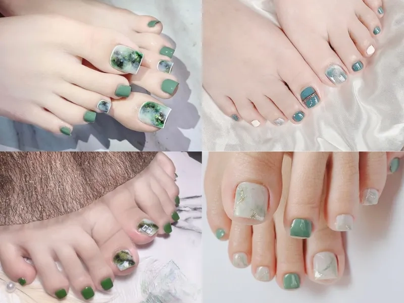 Nhẹ nhàng và thời thượng cùng sơn móng chân màu xanh