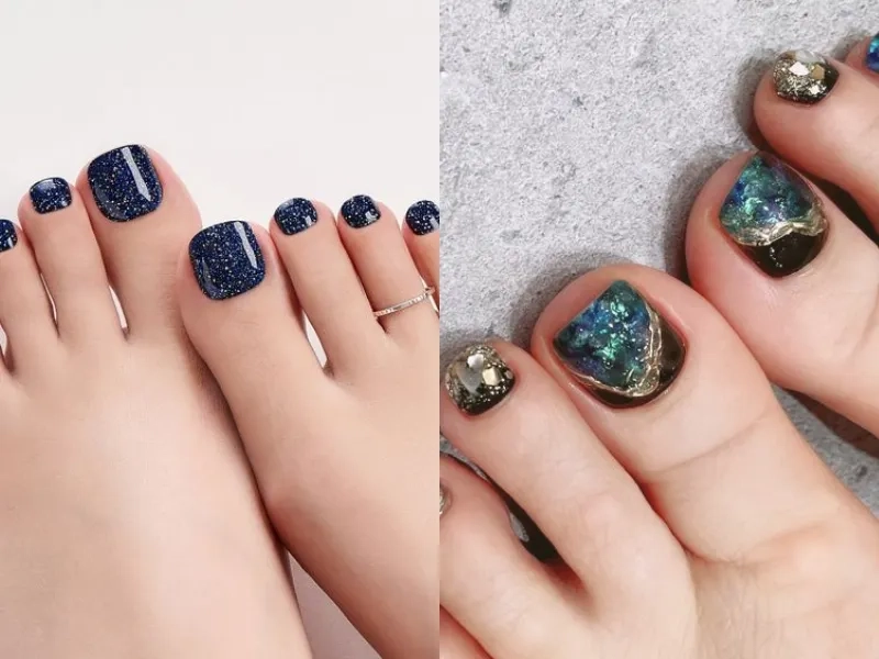 Phong cách nhẹ nhàng với sơn móng chân màu xanh pastel