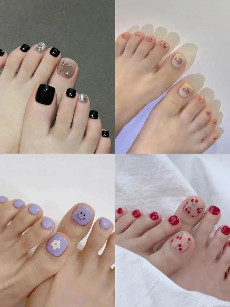 Phong cách tối giản với móng chân gel đơn giản