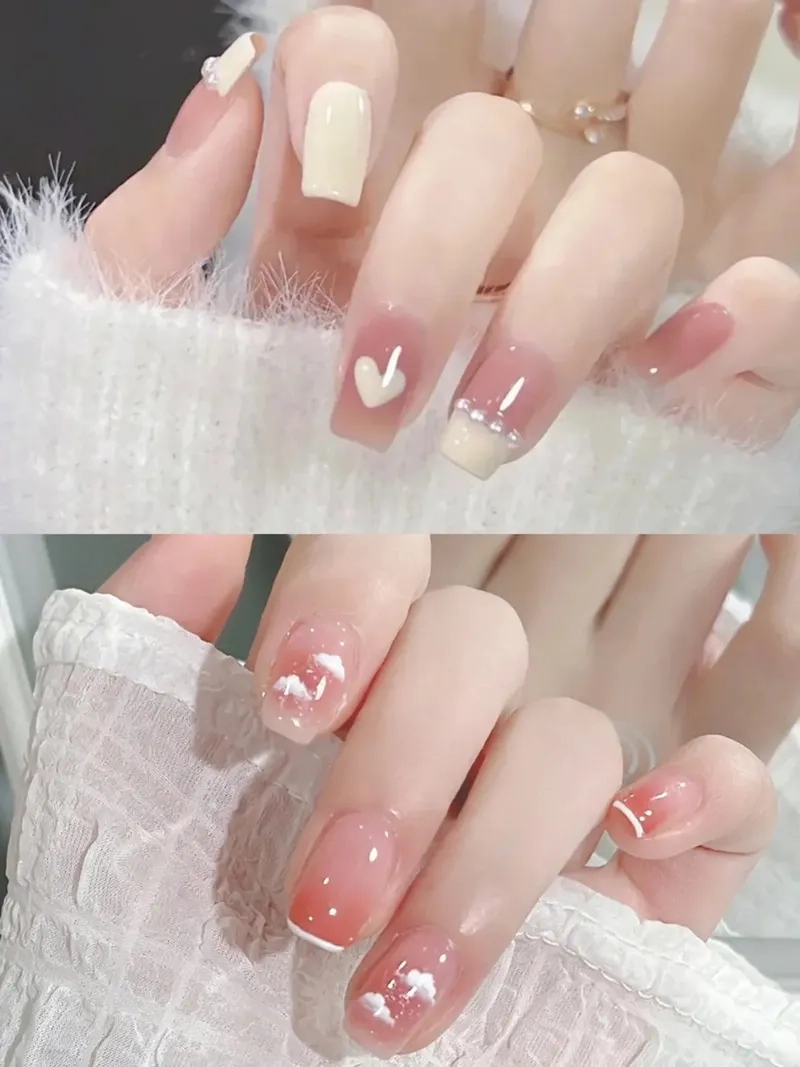 Móng tay sơn đầu trắng điểm nhấn hoàn hảo cho đôi tay