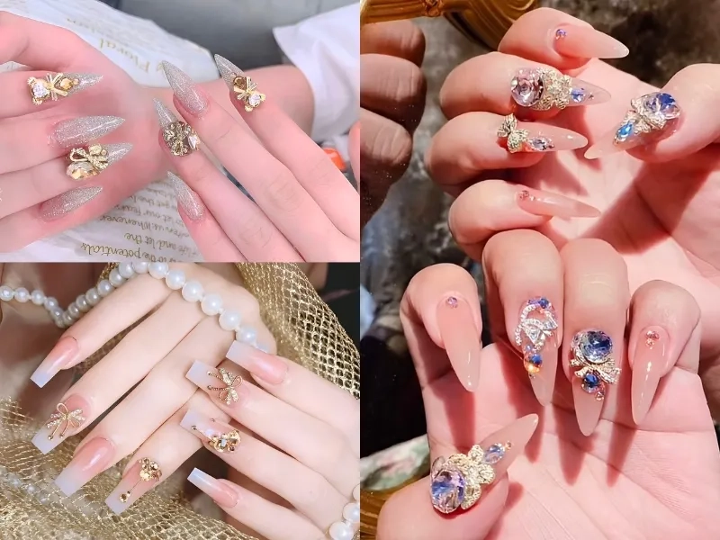 Mẫu nail đính nơ đẹp giúp đôi tay bạn thêm phần nổi bật