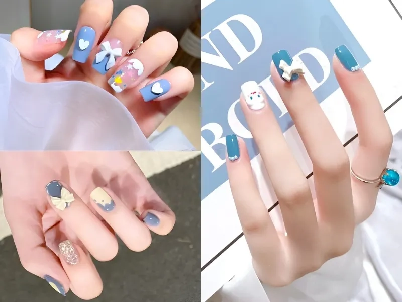 Đẹp hoàn hảo với mẫu nail đính charm nơ cho những ai yêu thích sự ngọt ngào