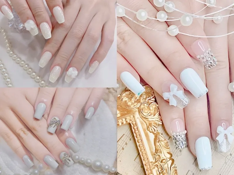 Chắc chắn bạn sẽ yêu thích mẫu nail đẹp đính nơ này