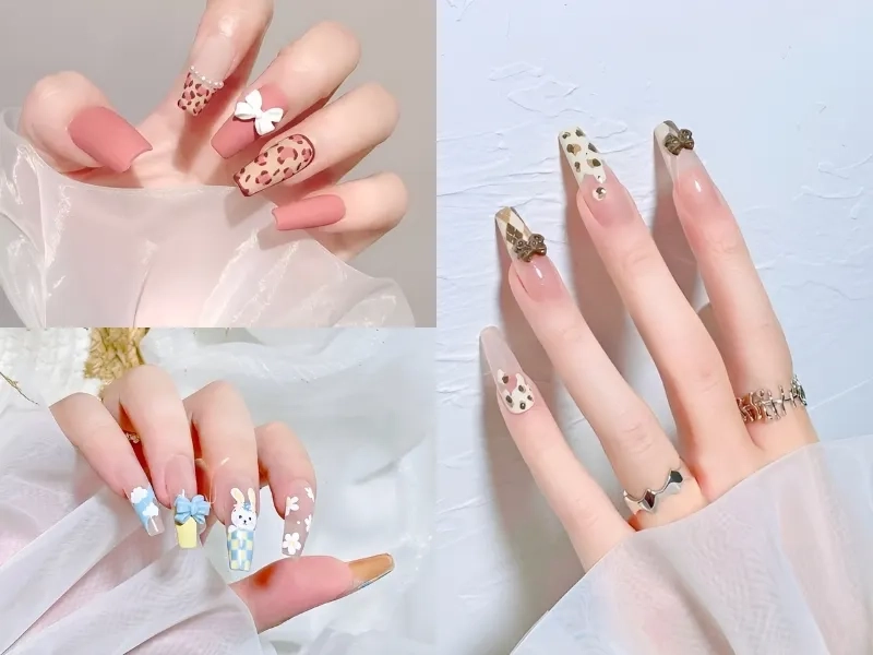 Nail trắng đính nơ tạo nên vẻ đẹp thanh thoát và sang trọng