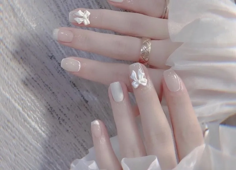 Chọn ngay nail đẹp đính nơ để thêm phần nổi bật và duyên dáng