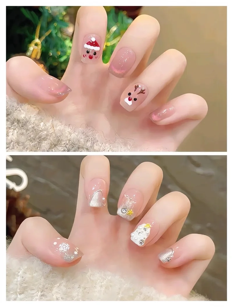 Hô biến vẻ ngoài dịu dàng nhờ làm nail giáng sinh