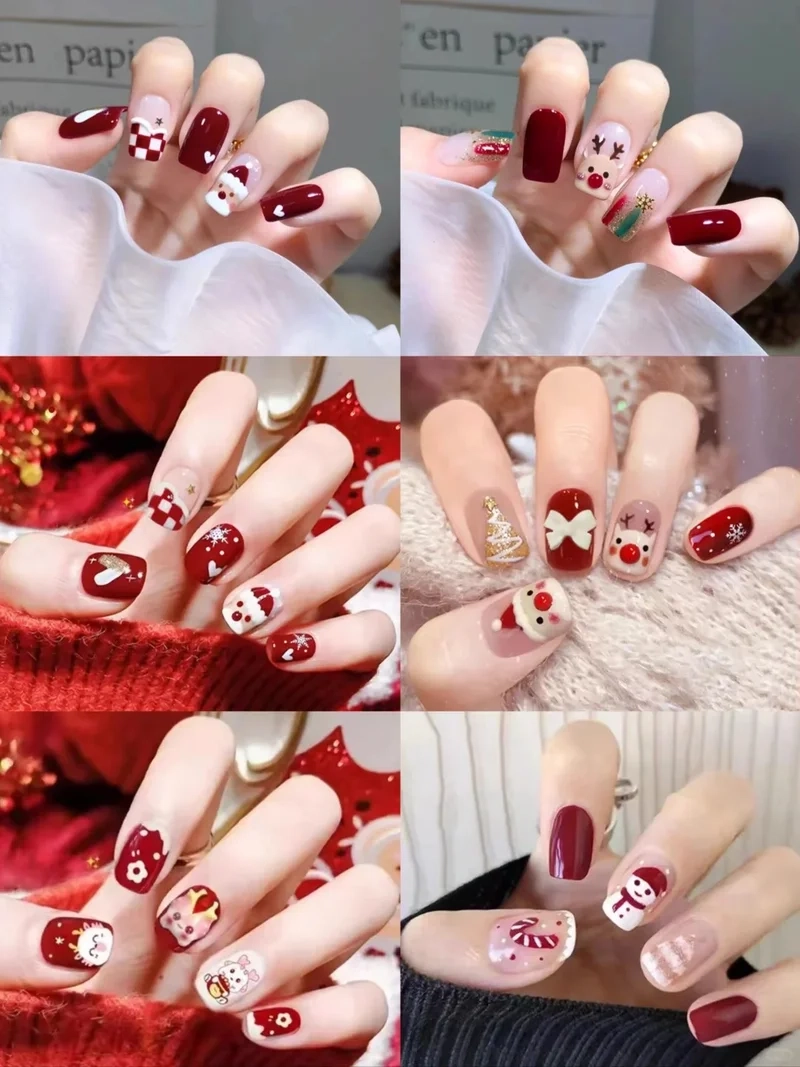 Gợi ý set móng tay giả noel cực dễ phối đồ