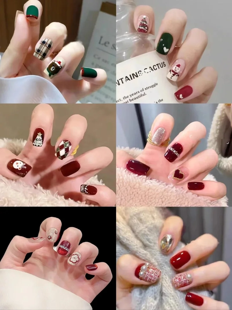 Phong cách mới cho nàng với mẫu móng tay noel đơn giản
