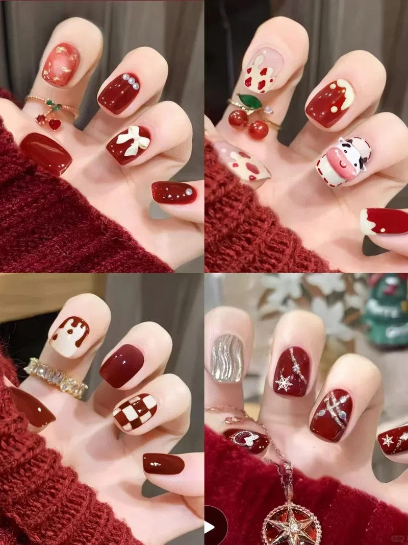 Sắc đỏ quyền lực trong mẫu móng đẹp cho noel