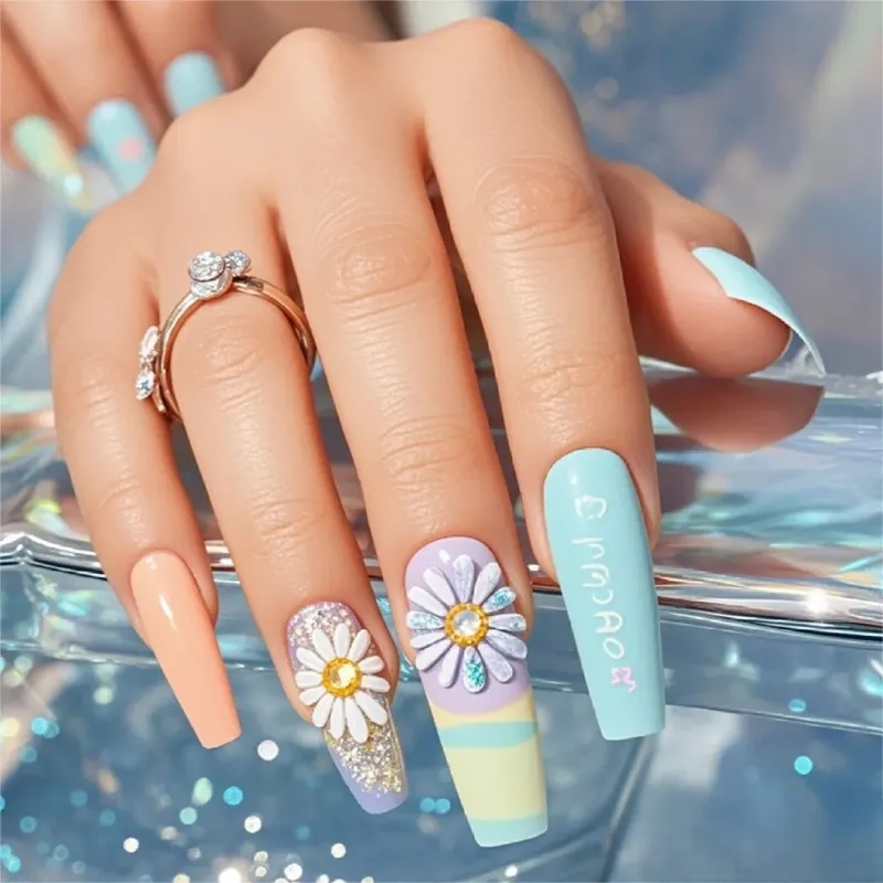 Thổi làn gió mới với mẫu nail bông cúc