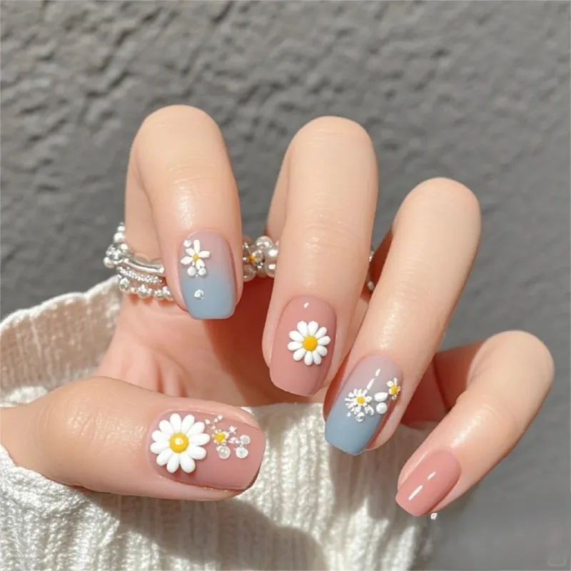 Nét trong trẻo từ mẫu nail cúc hoạ mi