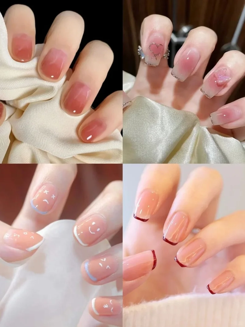 Mẫu nail màu thạch hồng cực kỳ dễ thương và thanh thoát