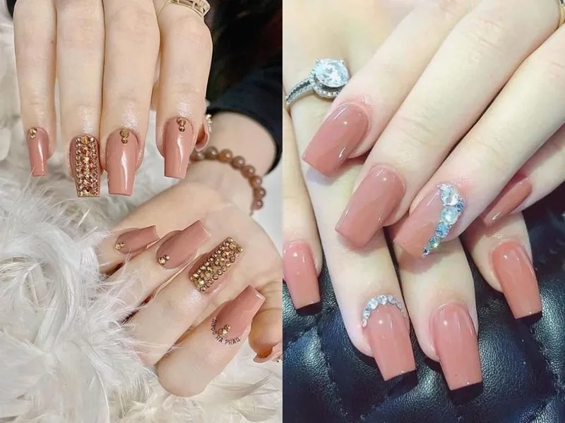 Mẫu nail đơn giản màu nude sẽ giúp bạn có vẻ ngoài dịu dàng và thanh thoát