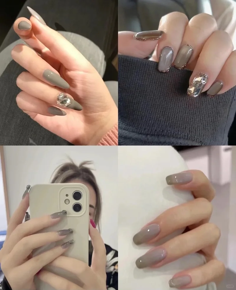 Cực trendy với móng màu xám đơn giản mà nổi bật