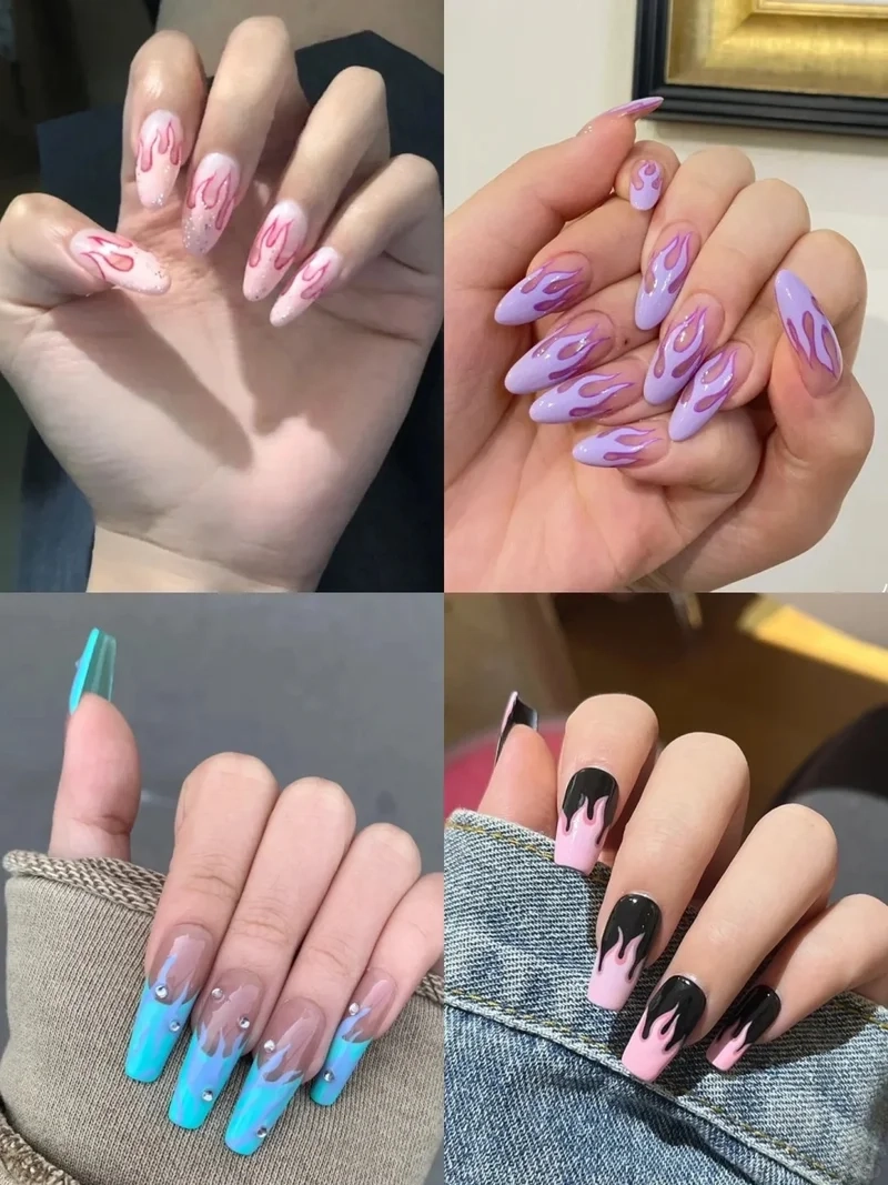 Đôi tay thêm cuốn hút với mẫu nail ngọn lửa độc đáo