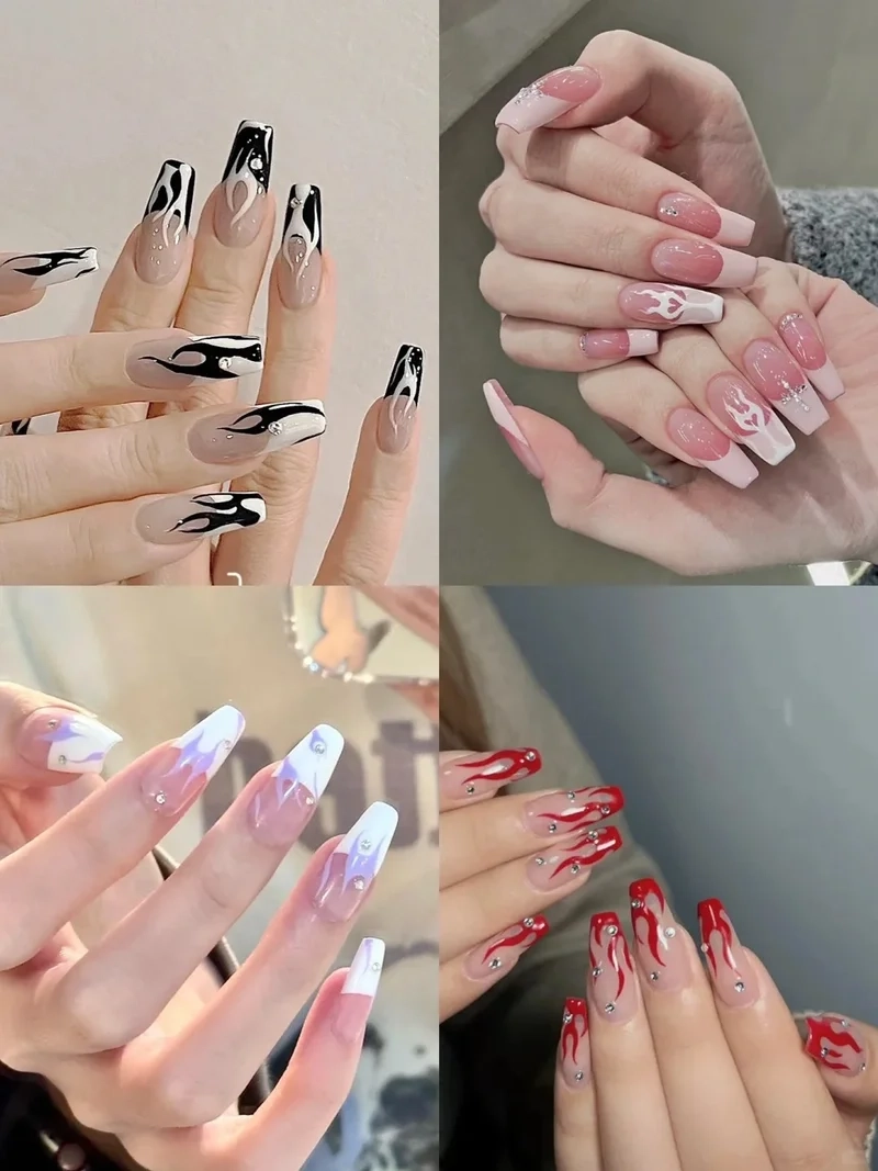 Sáng tạo với mẫu nail vẽ lửa cực kỳ ấn tượng