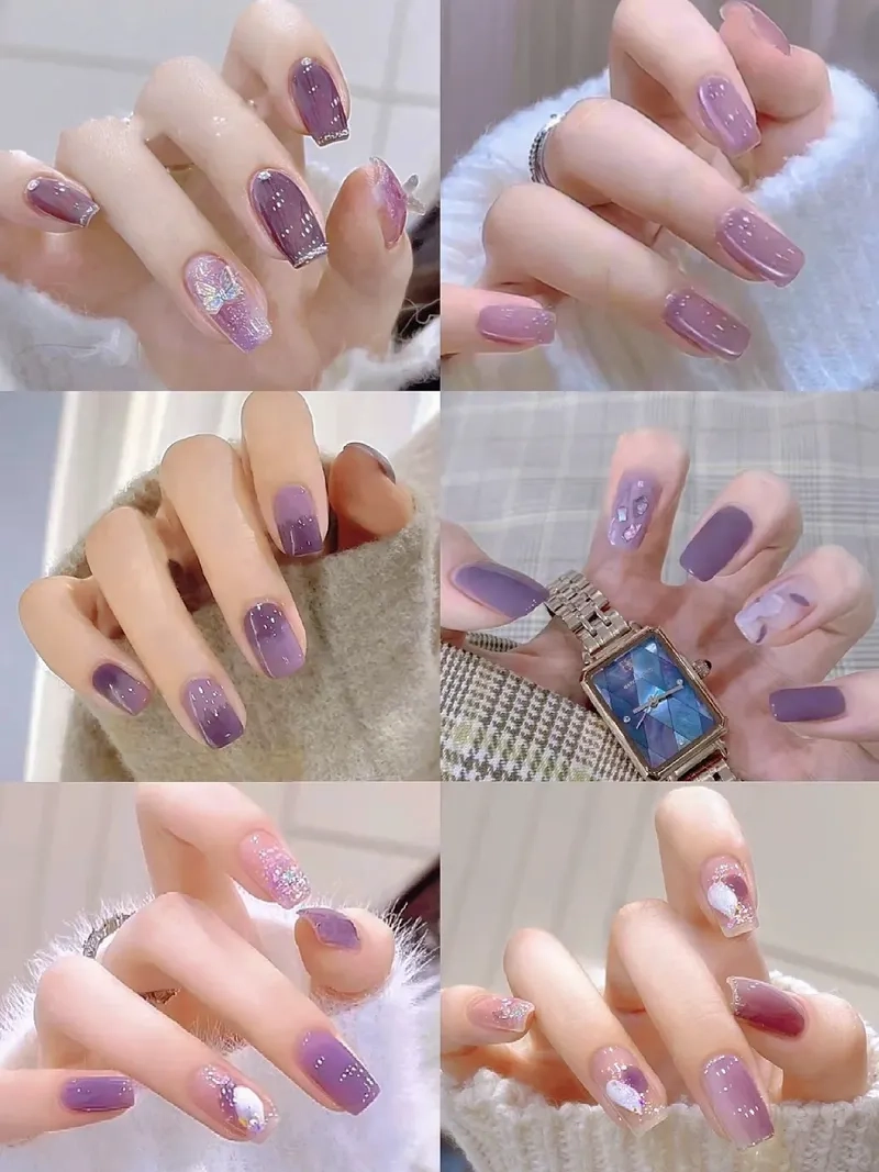 Đẹp mơ màng với màu móng tím dịu dàng