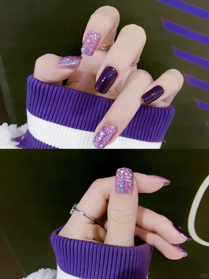 Mới lạ với nail màu tím nhạt nhẹ nhàng và thanh thoát