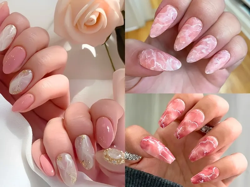 Mẫu móng vân đá tạo điểm nhấn nổi bật cho đôi tay của bạn