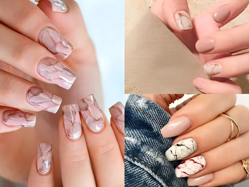 Mẫu nail loang vân đá mang lại vẻ đẹp đầy nghệ thuật và cuốn hút