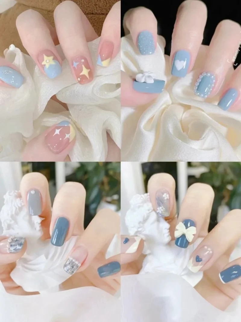 Cực sang chảnh với nail màu xanh biển
