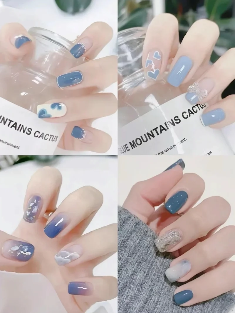 Thời thượng với nail xanh biển chuẩn Hàn