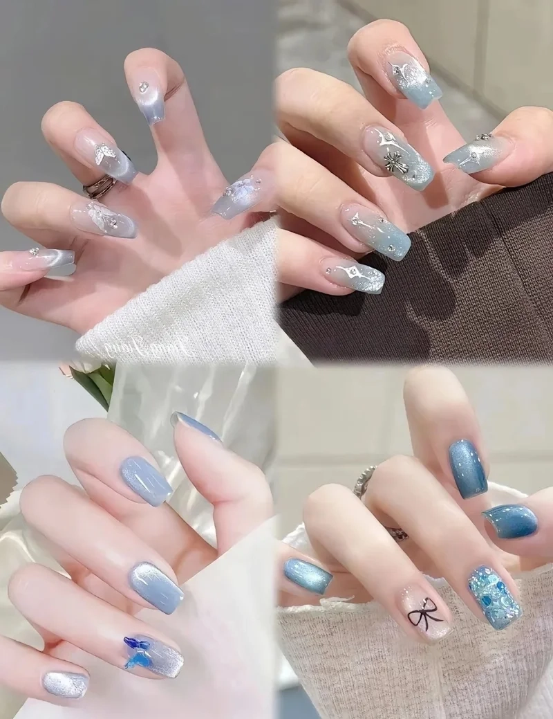 Gợi ý siêu đẹp với màu móng xanh dương