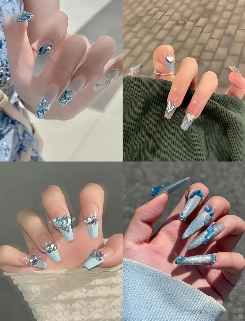 Đơn giản nhưng nổi bật cùng móng màu xanh dương