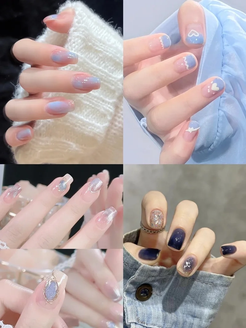 Gây ấn tượng với mẫu móng tay màu xanh nước biển