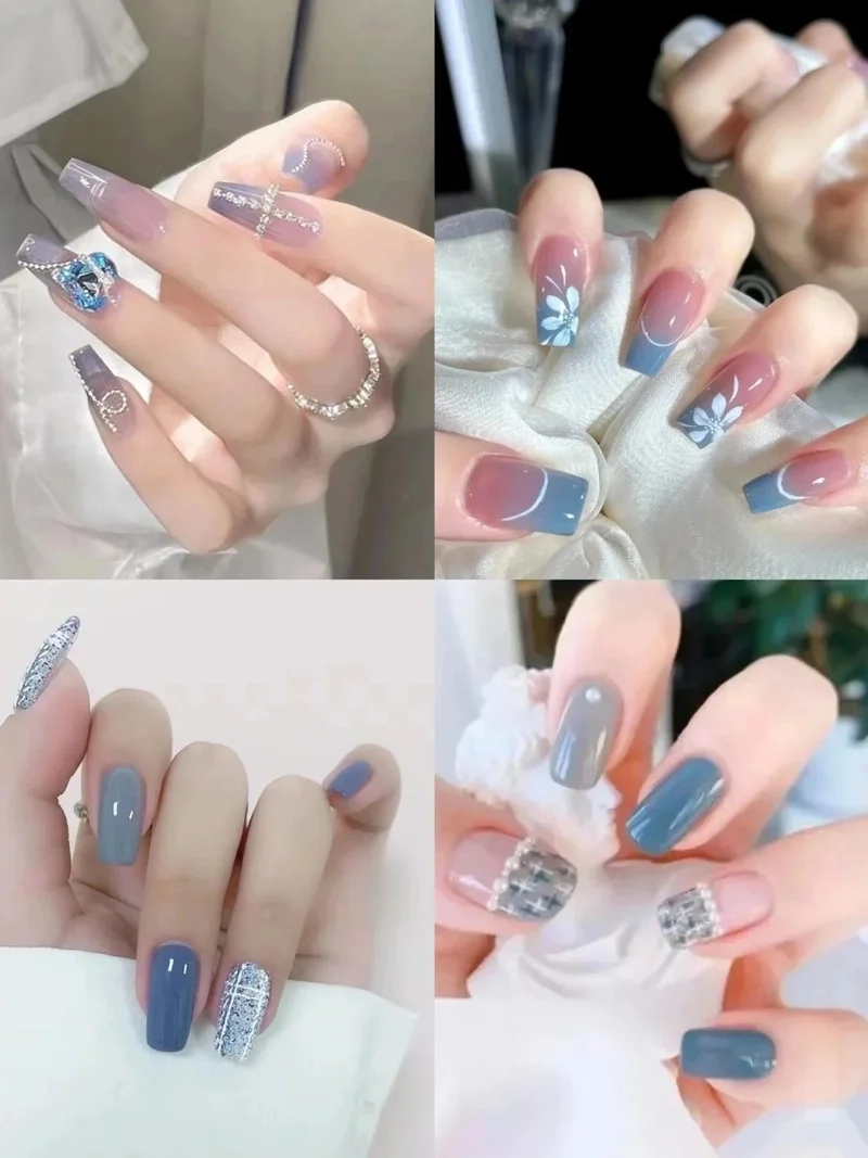 Nữ tính và cuốn hút cùng mẫu móng xanh dương