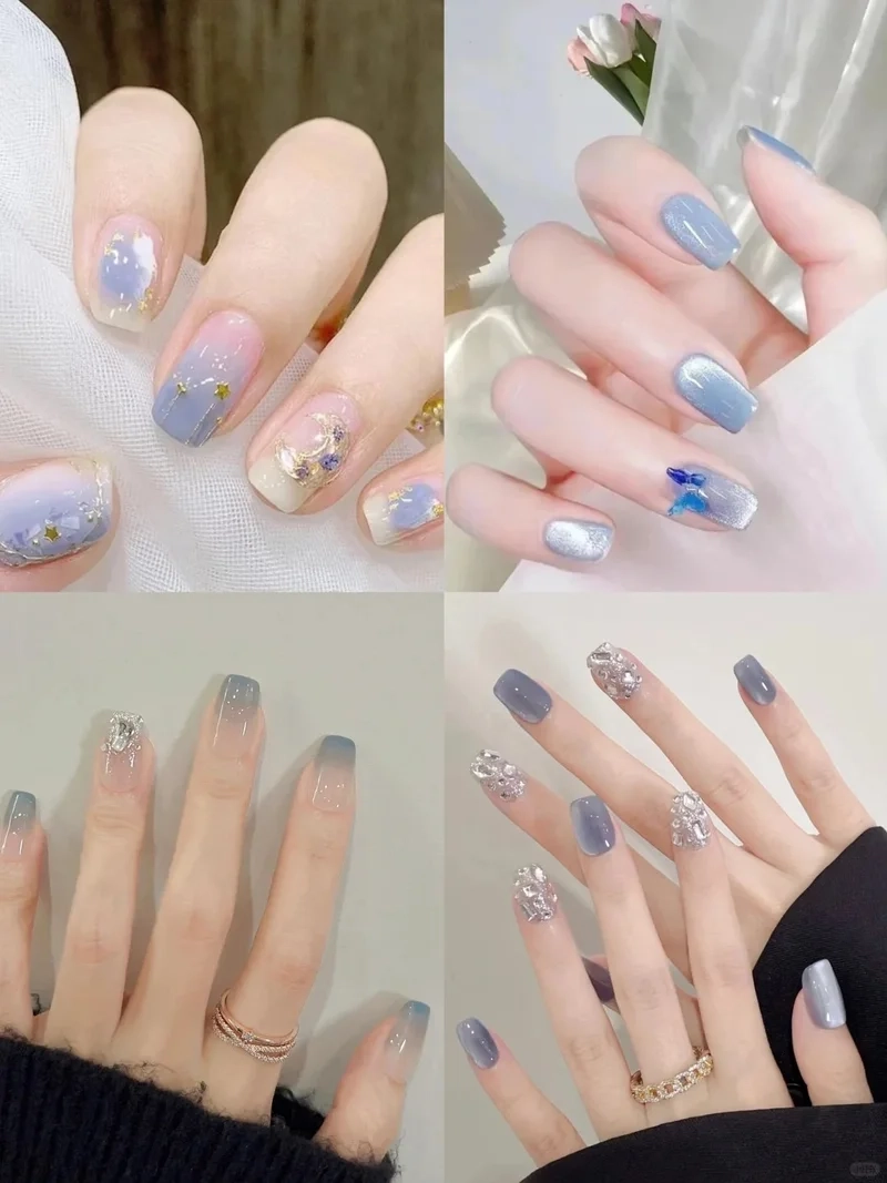 Bừng sáng đôi tay với mẫu nail màu xanh da trời