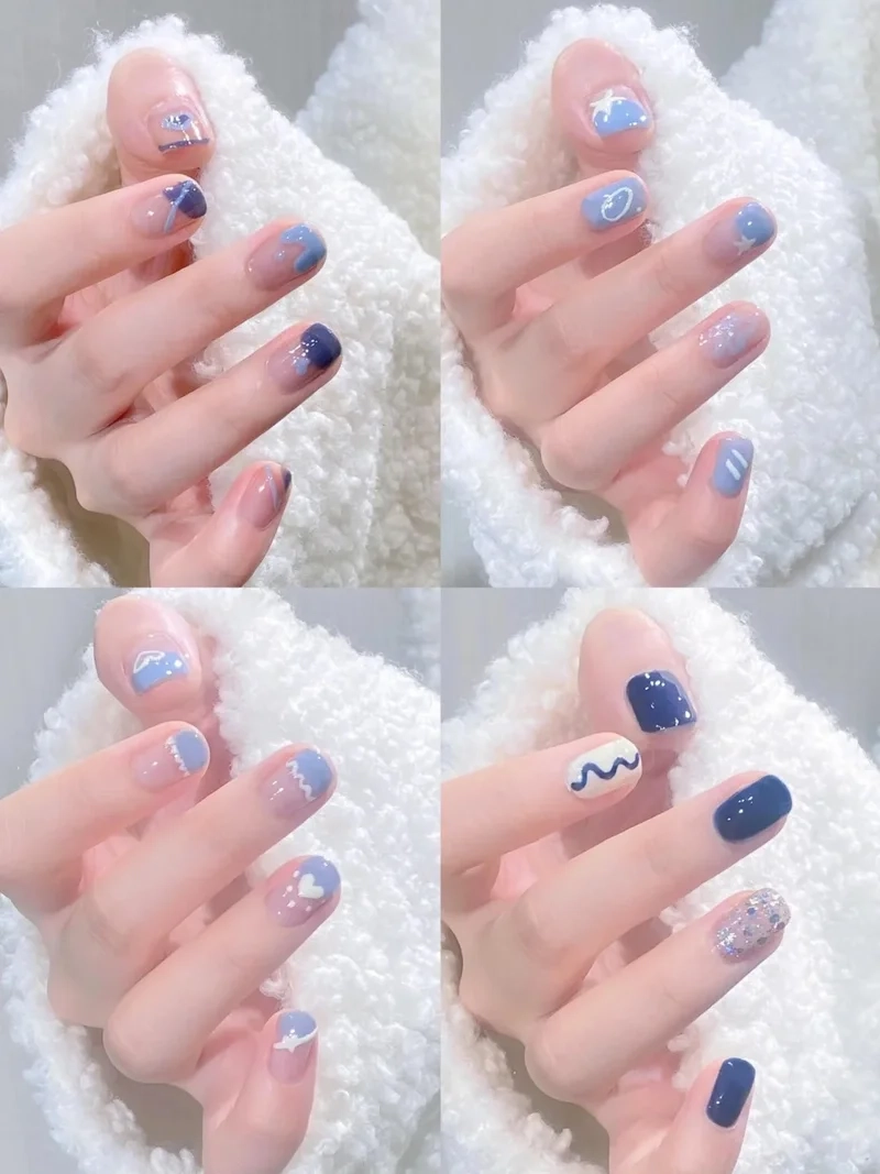 Tôn da cực đỉnh với mẫu nail màu xanh nước biển